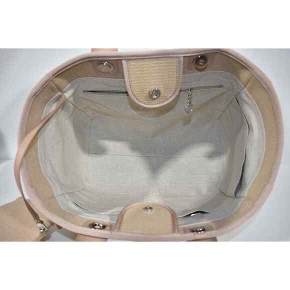 Chanel 22S Deauville Beige Large Shopping 30cm 2Way Silver Chain Handle Tote Bag - Picture 11 of 12